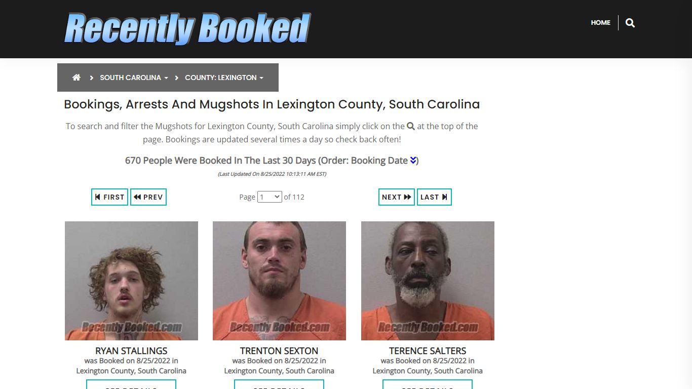 Bookings, Arrests and Mugshots in Lexington County, South Carolina