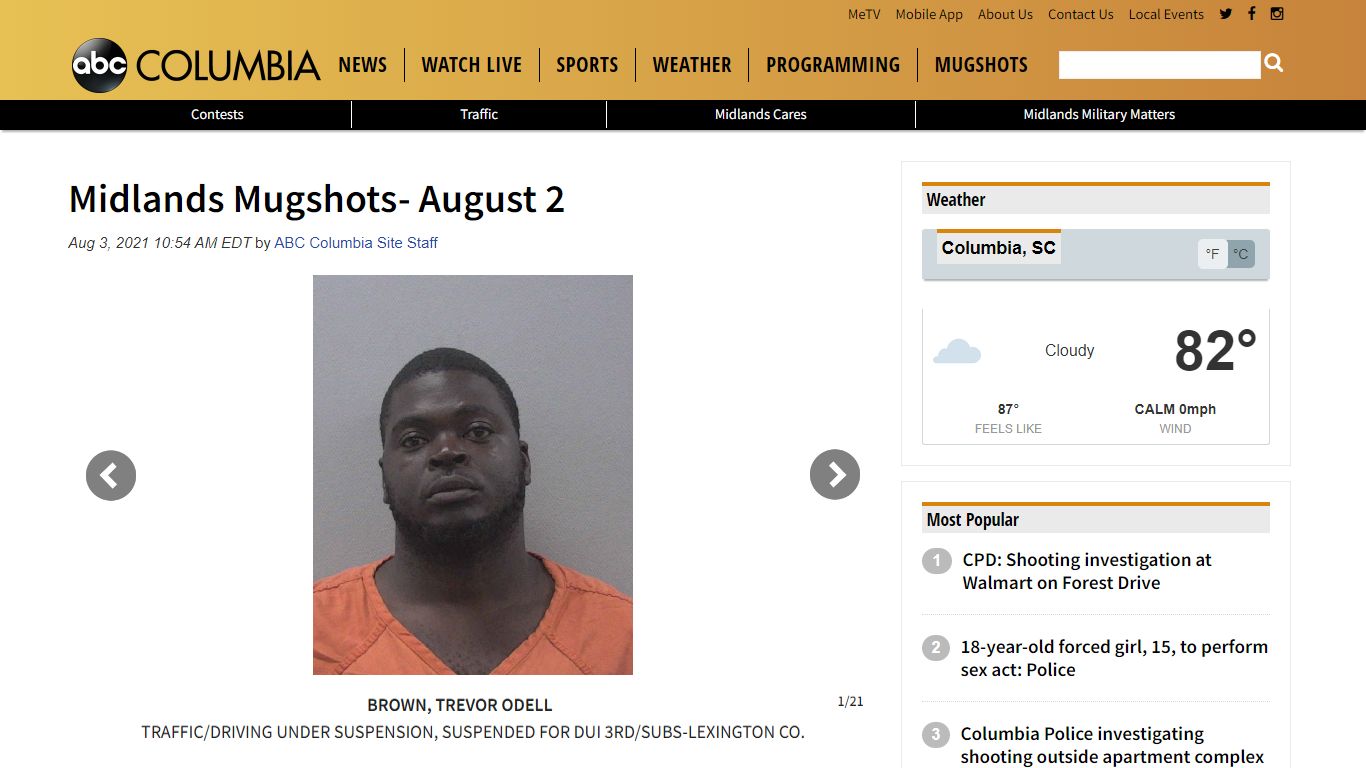 Midlands Mugshots- August 2 - ABC Columbia